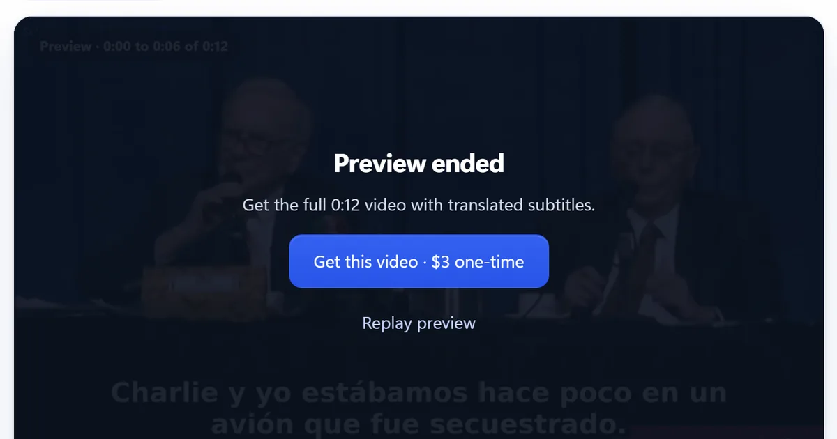 The Vid Hub preview player after the preview ends, offering the full video for a one-time price.